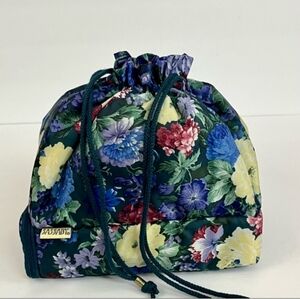 VINTAGE Sassaby Floral Drawstring Makeup / Travel Bag